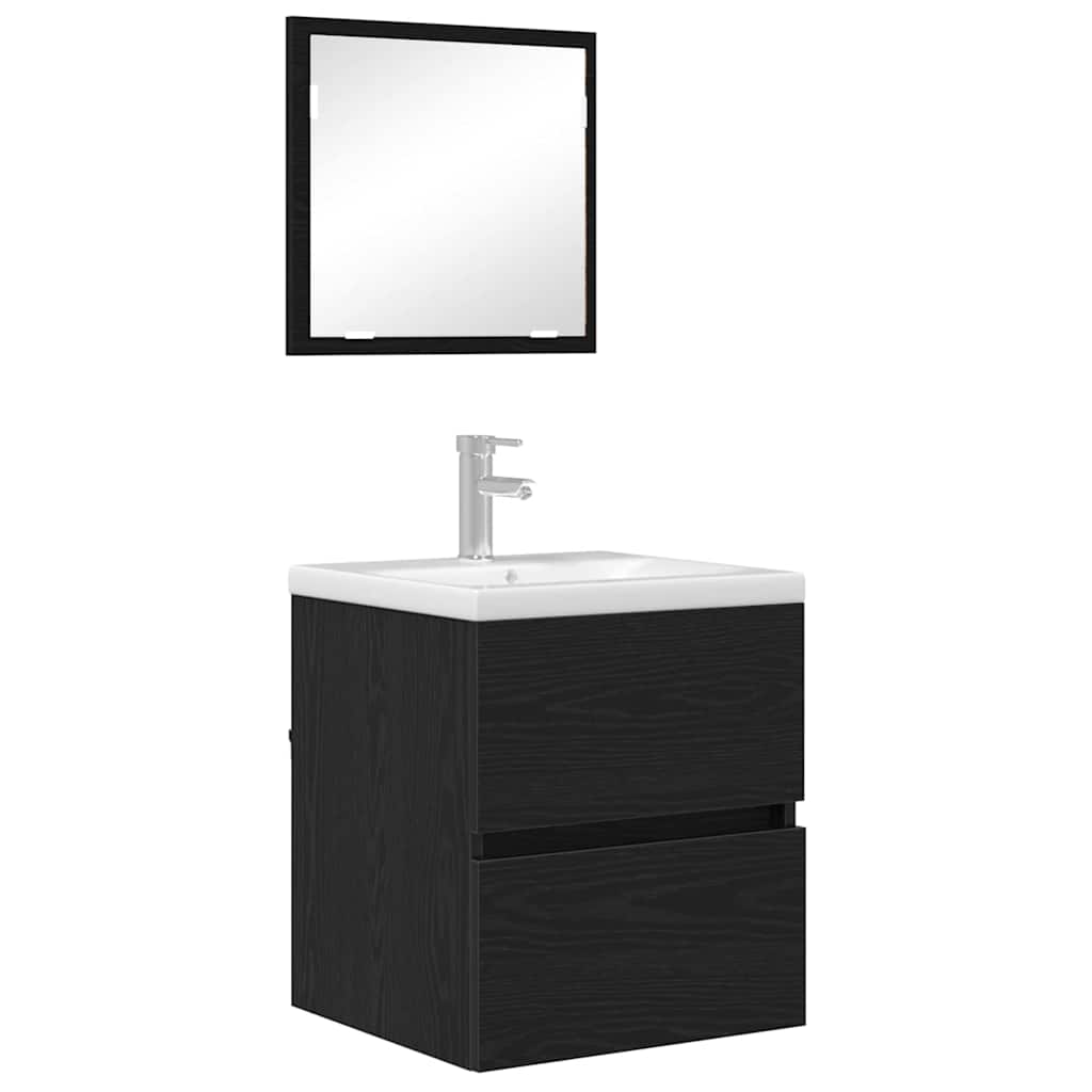 Mobiletto da bagno  - Rovere Nero Legno ingegnerizzato Standard 875702