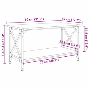 vidaXL Tavolino da salotto Rovere nero 80 x 45 x 45.5 cm