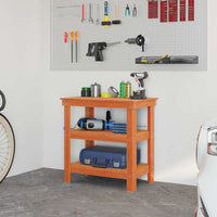 vidaXL Banco da lavoro con lo scaffale Cera marrone 78.5 x 50 x 80 cm