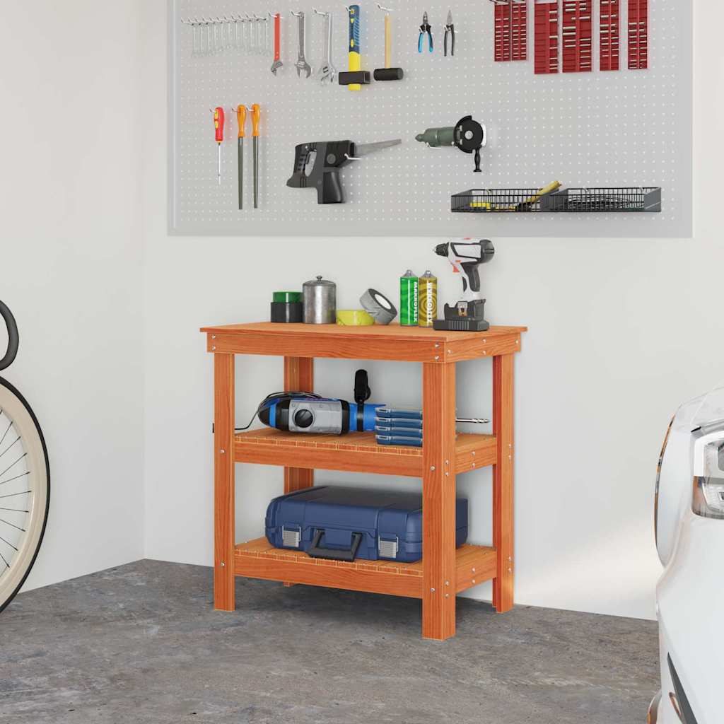 Banco da lavoro con lo scaffale Cera marrone 78.5 x 50 x 80 cm 865374