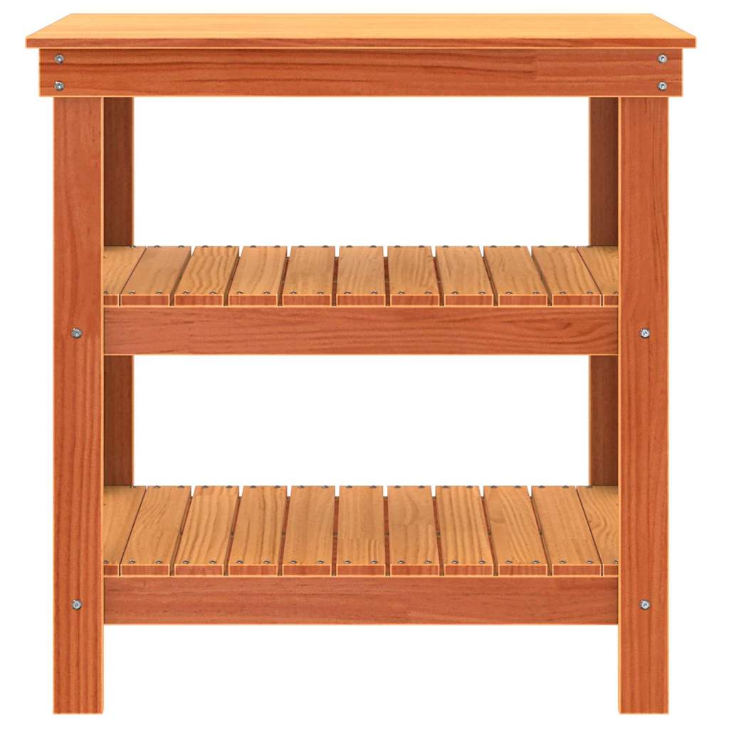 vidaXL Banco da lavoro con lo scaffale Cera marrone 78.5 x 50 x 80 cm