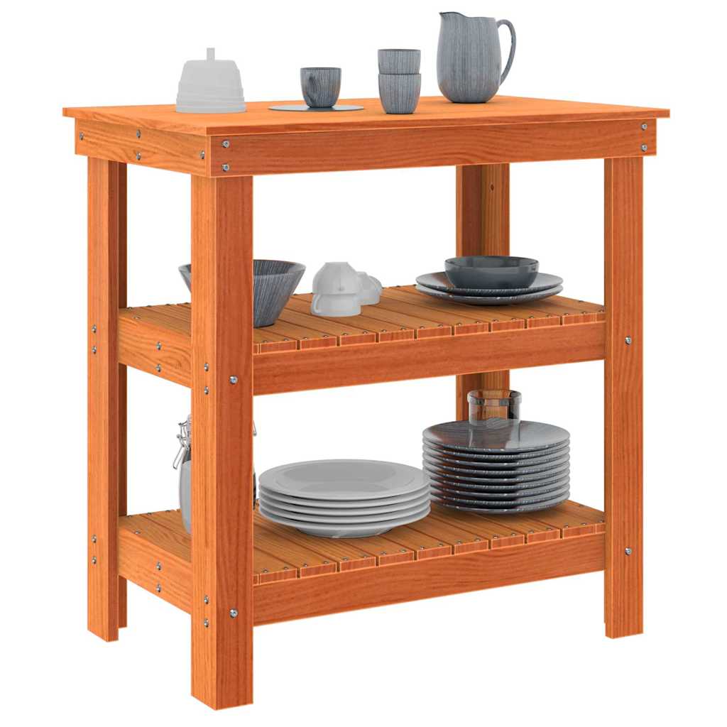 Banco da lavoro con lo scaffale Cera marrone 78.5 x 50 x 80 cm 865374