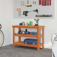 vidaXL Banco da lavoro con lo scaffale Cera marrone 110.5 x 50 x 80 cm