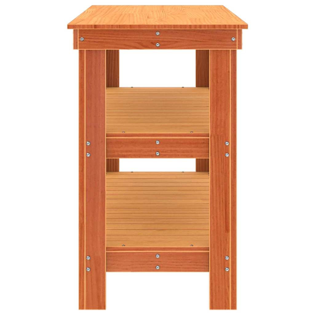 vidaXL Banco da lavoro con lo scaffale Cera marrone 110.5 x 50 x 80 cm