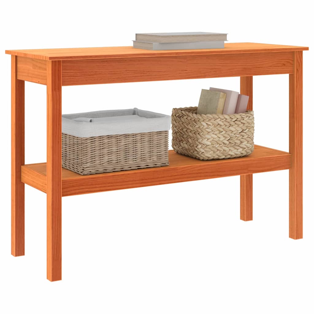 vidaXL Tavolo consolle con lo scaffale Cera marrone 110 x 40 x 75 cm