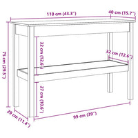 vidaXL Tavolo consolle con lo scaffale Cera marrone 110 x 40 x 75 cm