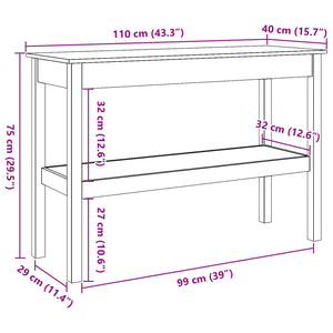 Tavolo consolle con lo scaffale Cera marrone 110 x 40 x 75 cm 867148