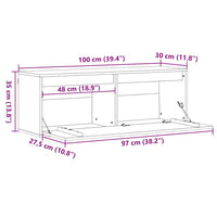vidaXL Armadietto a muro con porta Cera marrone 100 x 30 x 35 cm