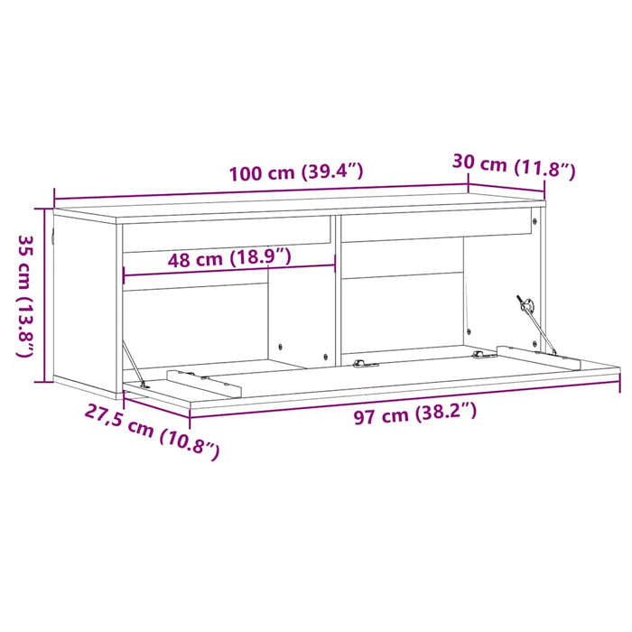 vidaXL Armadietto a muro con porta Cera marrone 100 x 30 x 35 cm