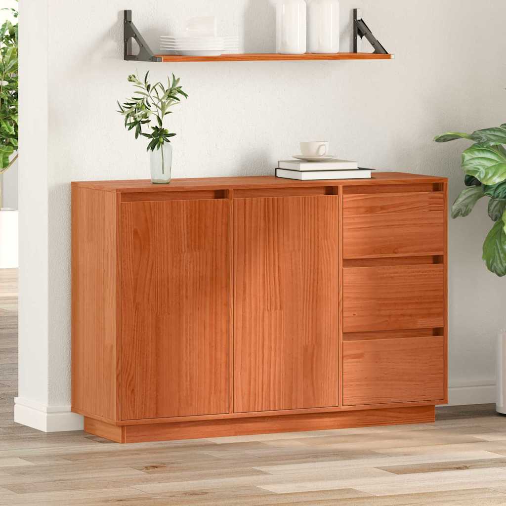 vidaXL Credenza Marrone 111 x 34 x 75 cm Legno massello di pino