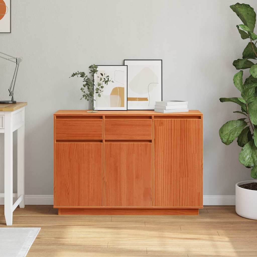 vidaXL Credenza Cera marrone 110 x 34 x 75 cm Legno di pino massello