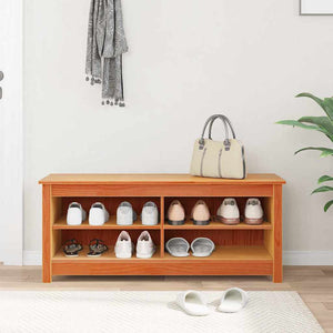 vidaXL Panca per scarpe Cera marrone 110 x 38 x 45.5 cm