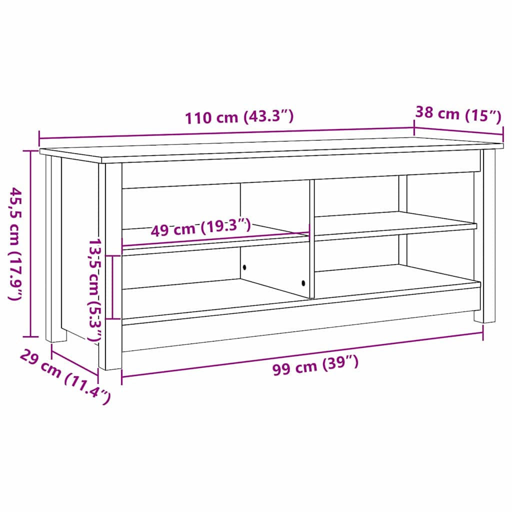 vidaXL Panca per scarpe Cera marrone 110 x 38 x 45.5 cm