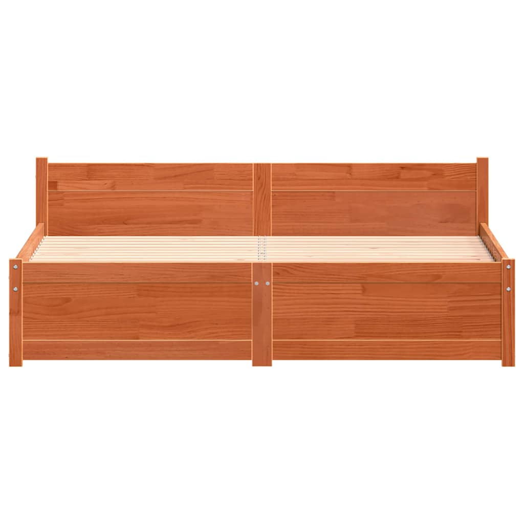 vidaXL Struttura del letto con testiera Cera marrone 140 x 190 cm