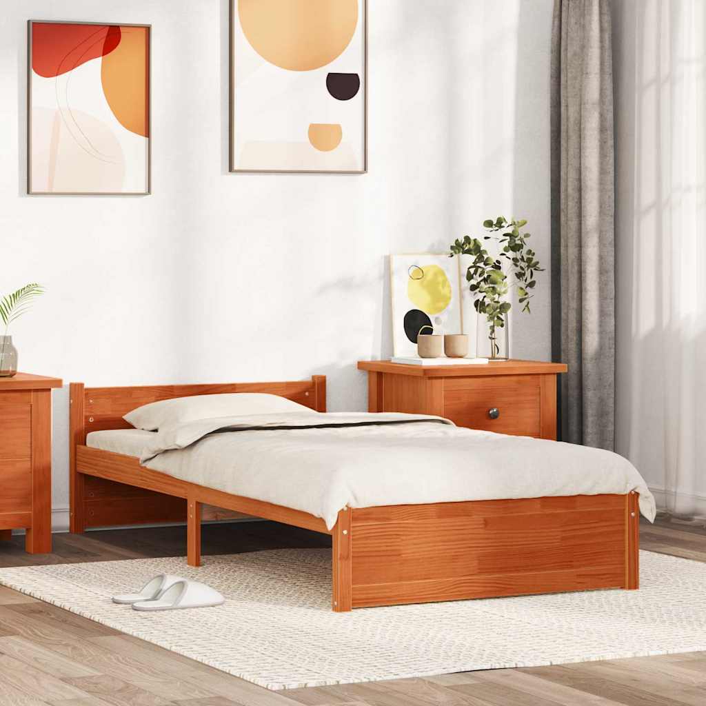 vidaXL Struttura del letto con testiera Cera marrone 100 x 200 cm