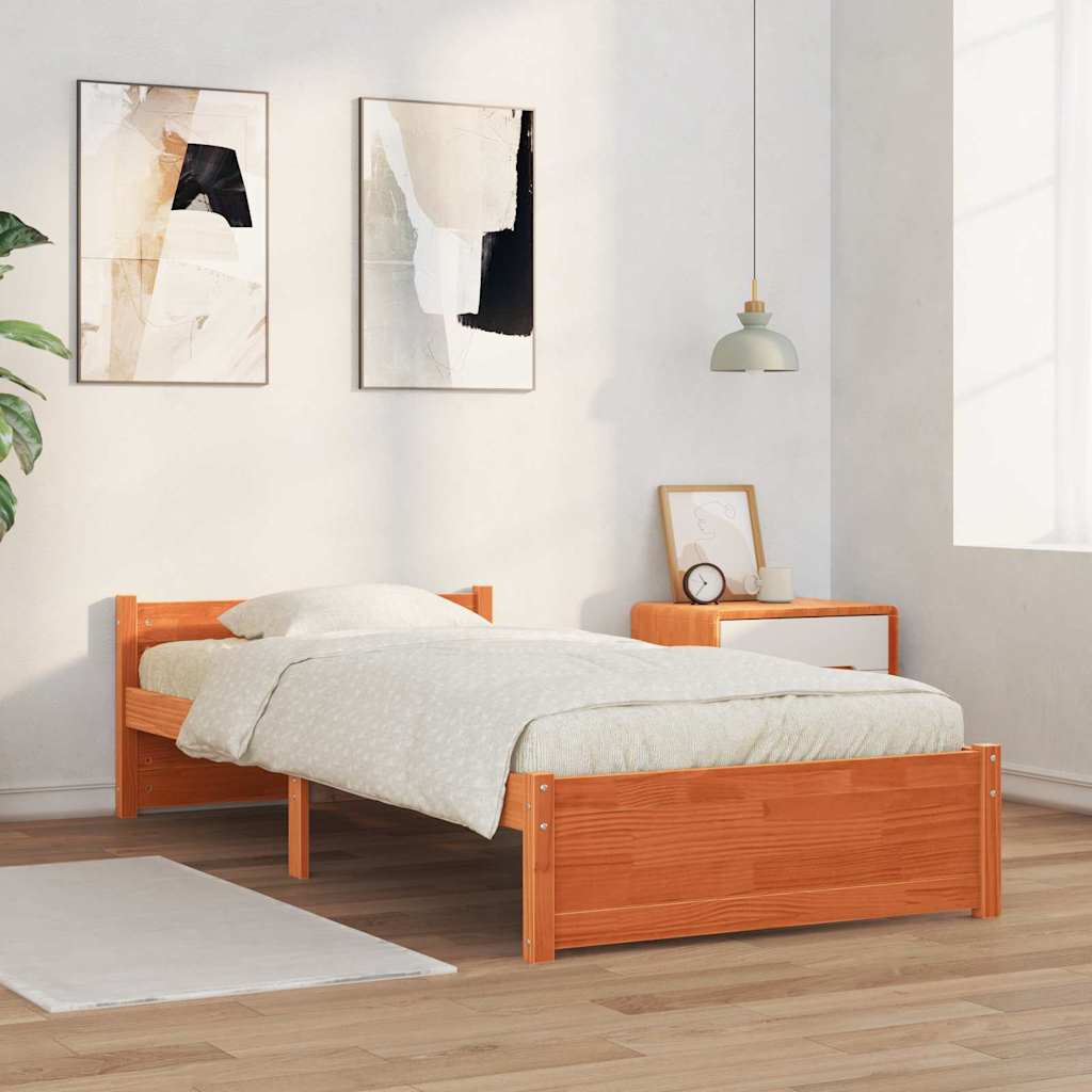 vidaXL Struttura del letto con testiera Cera marrone 100 x 200 cm