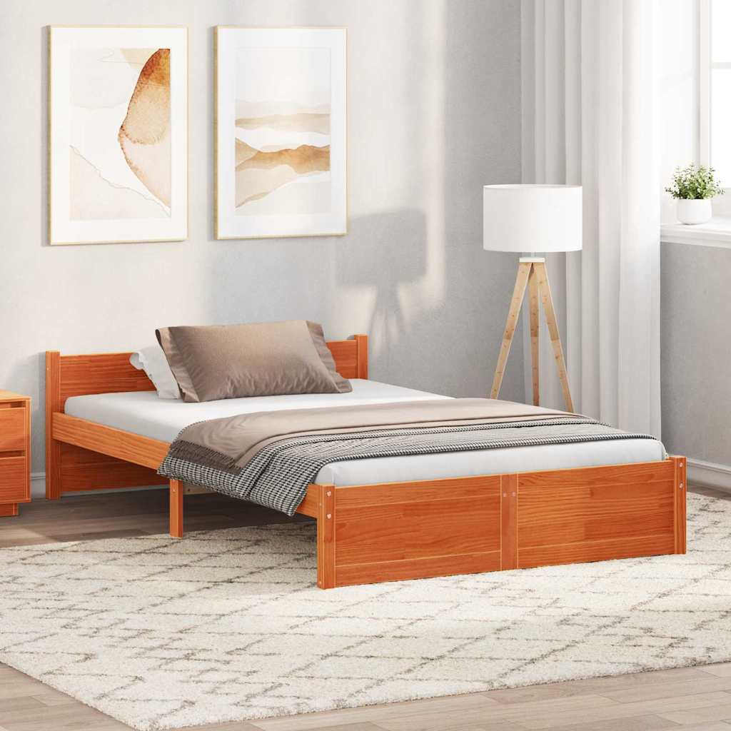 vidaXL Struttura del letto con testiera Cera marrone 120 x 200 cm