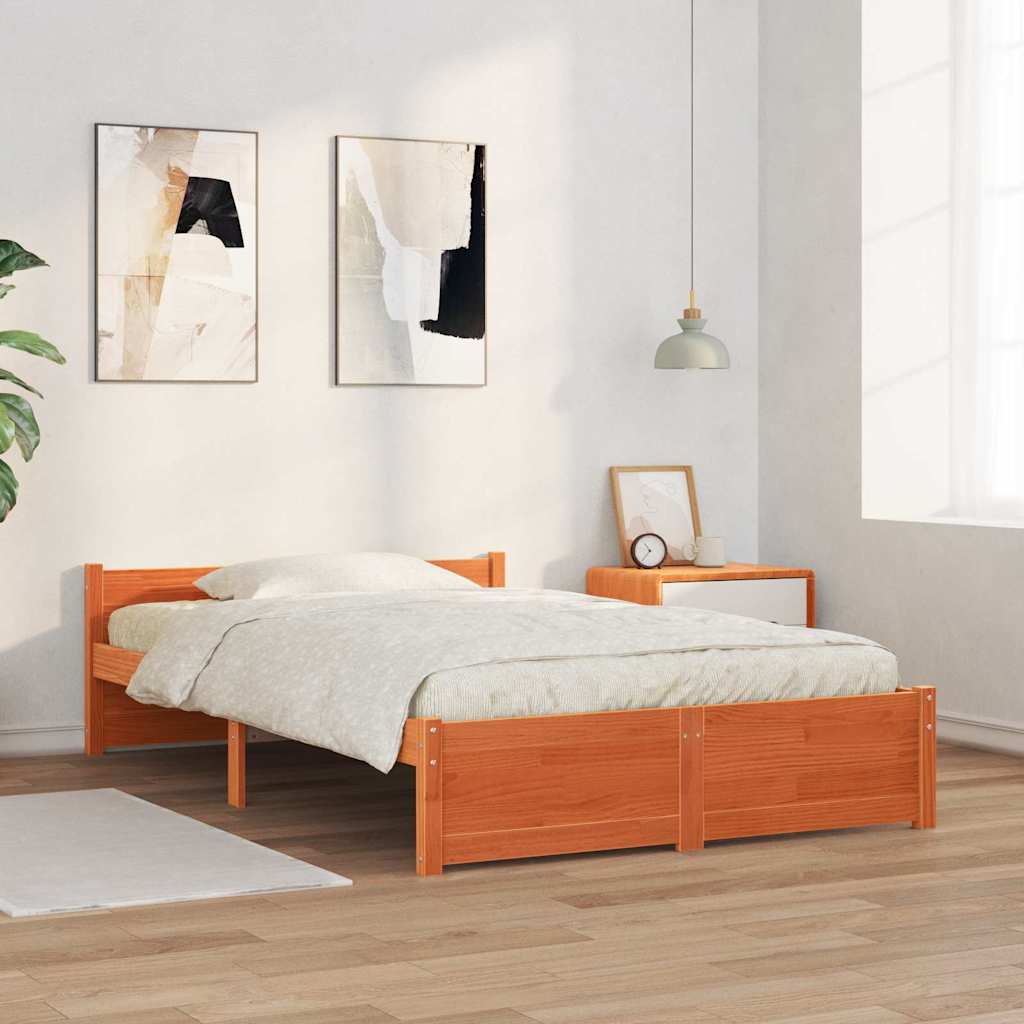 vidaXL Struttura del letto con testiera Cera marrone 120 x 200 cm