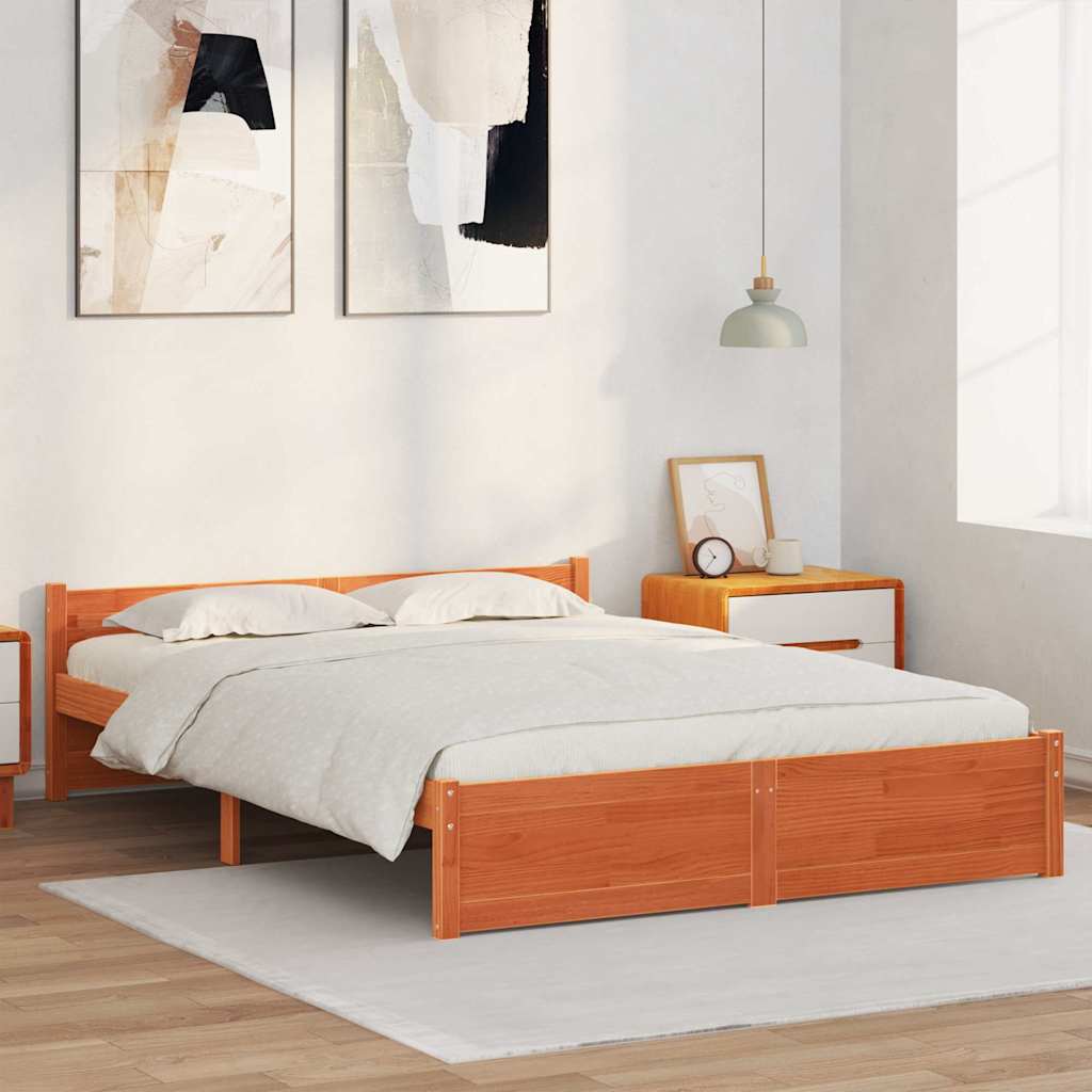 vidaXL Struttura del letto con testiera Cera marrone 140 x 200 cm