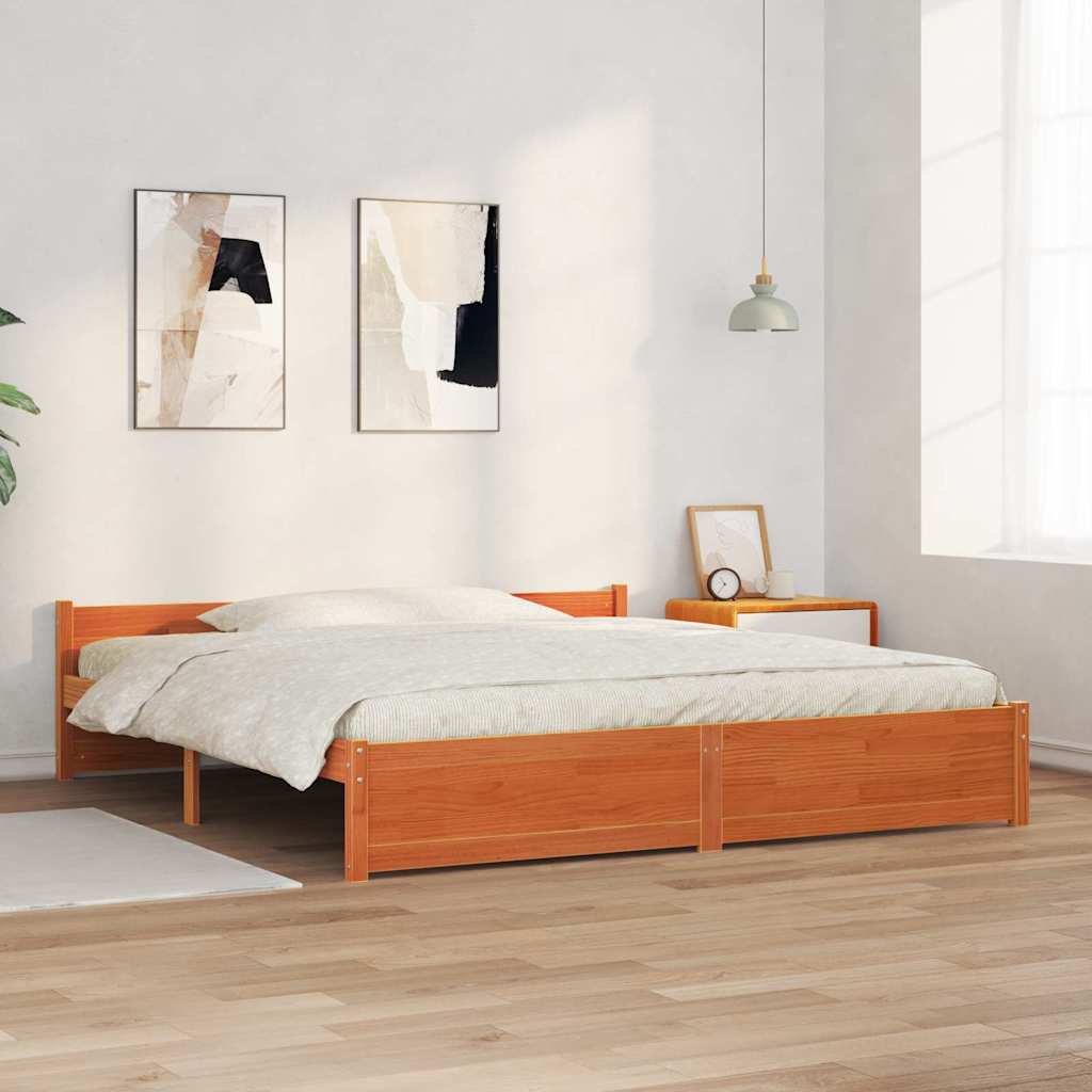 vidaXL Struttura del letto con testiera Cera marrone 180 x 200 cm