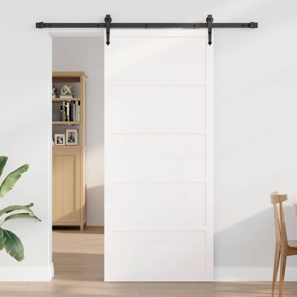 Porta a Fattoria Bianco 80 x 208 cm Legno massello di pino 870411