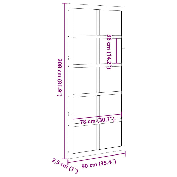 vidaXL Porta del fienile Cera marrone 90 x 210 cm