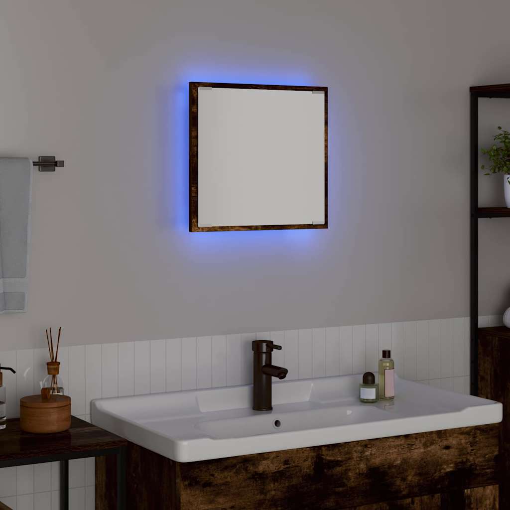 Specchio da bagno LED con specchio Rovere fumé 40 x 8.5 x 37 cm 822925