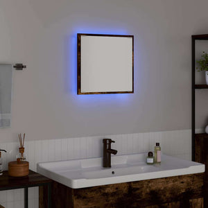 Specchio da bagno LED con specchio Rovere fumé 40 x 8.5 x 37 cm 822925