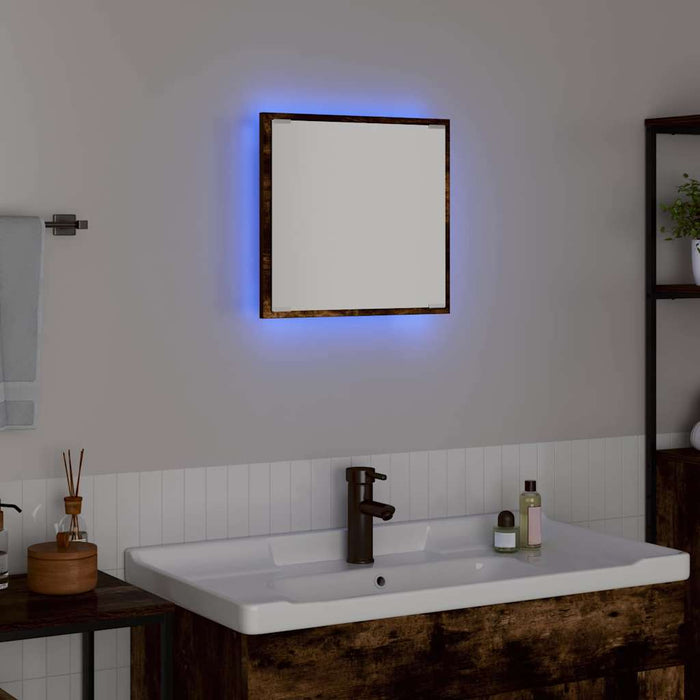 Specchio da bagno LED con specchio Rovere fumé 40 x 8.5 x 37 cm 822925