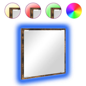 Specchio da Bagno LED-Specchio decorativo con LED con specchio Rovere fum¨¦ 40 x 37 x 8.5 cm