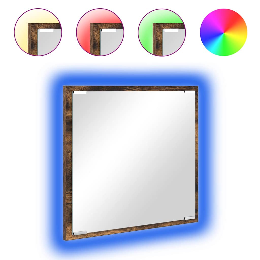Specchio da bagno LED con specchio Rovere fumé 40 x 8.5 x 37 cm 822925