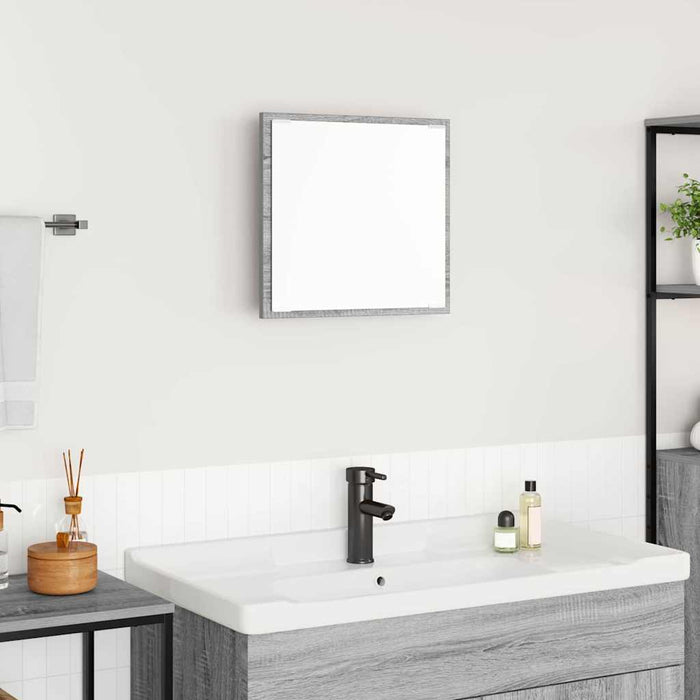 Specchio da Bagno LED-Specchio decorativo con LED Grigio Sonoma 40 x 37 x 8.5 cm