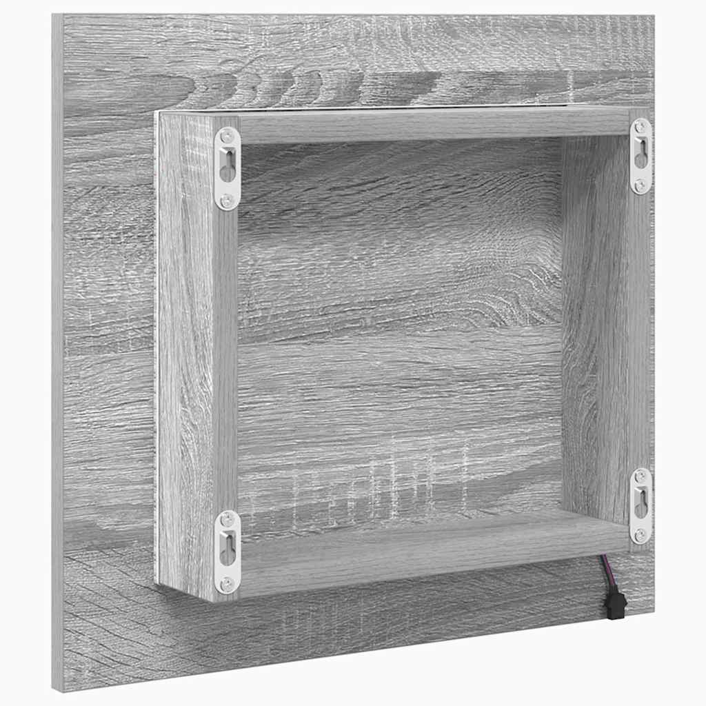 Specchio da Bagno LED-Specchio decorativo con LED Grigio Sonoma 40 x 37 x 8.5 cm