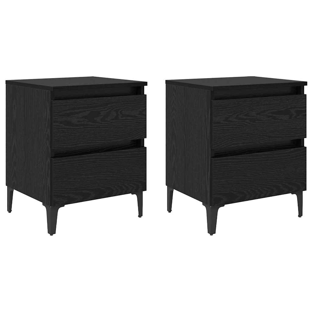 Armadio da Notte con cassetto 2 pcs Rovere nero 40 x 35 x 50 cm 871923