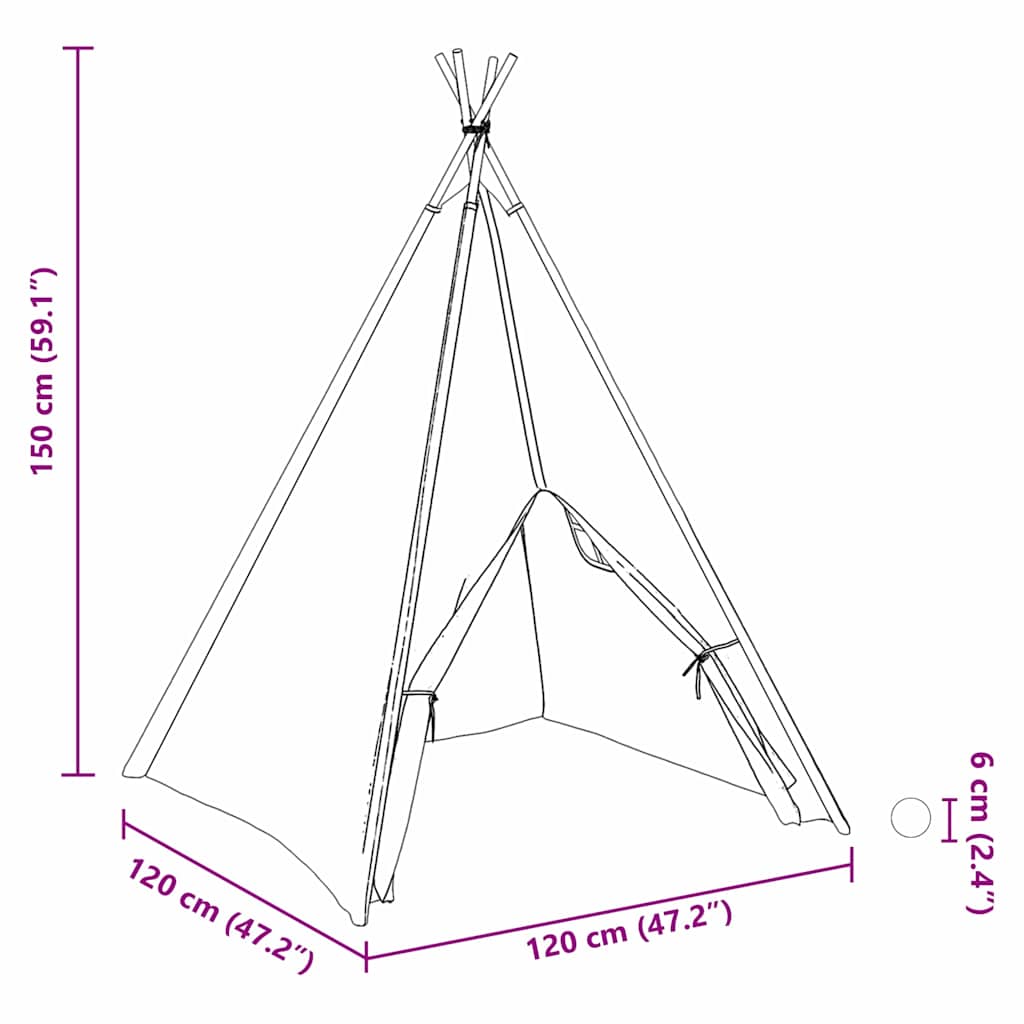 Tenda Teepee Bianco 120 x 120 x 150 cm Tessuto e Plastica 3385871