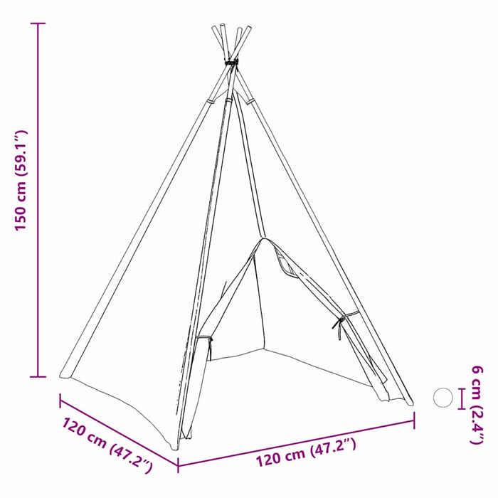 Tenda Teepee Bianco 120 x 120 x 150 cm Tessuto e Plastica 3385871