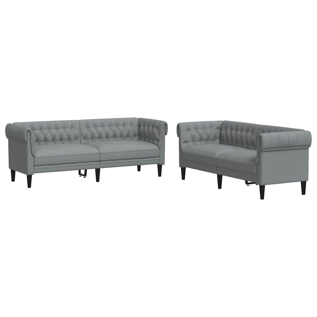 Set di divani 2 pcs Grigio chiaro Tessuto