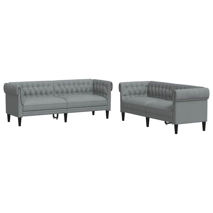 Set di divani 2 pcs Grigio chiaro Tessuto