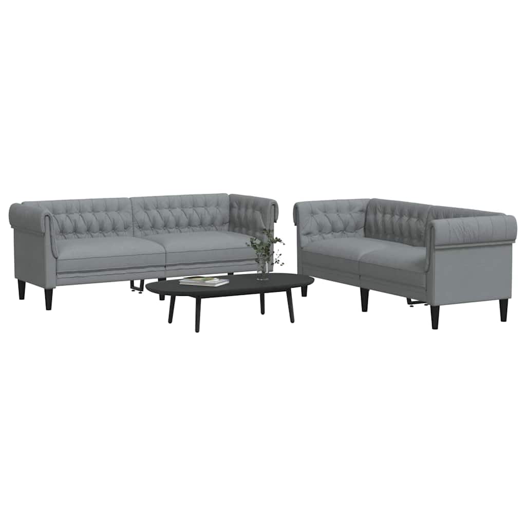 Set di divani 2 pcs Grigio chiaro Tessuto