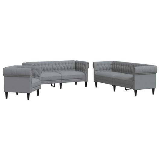 Set di divani 3 pcs Grigio chiaro Tessuto