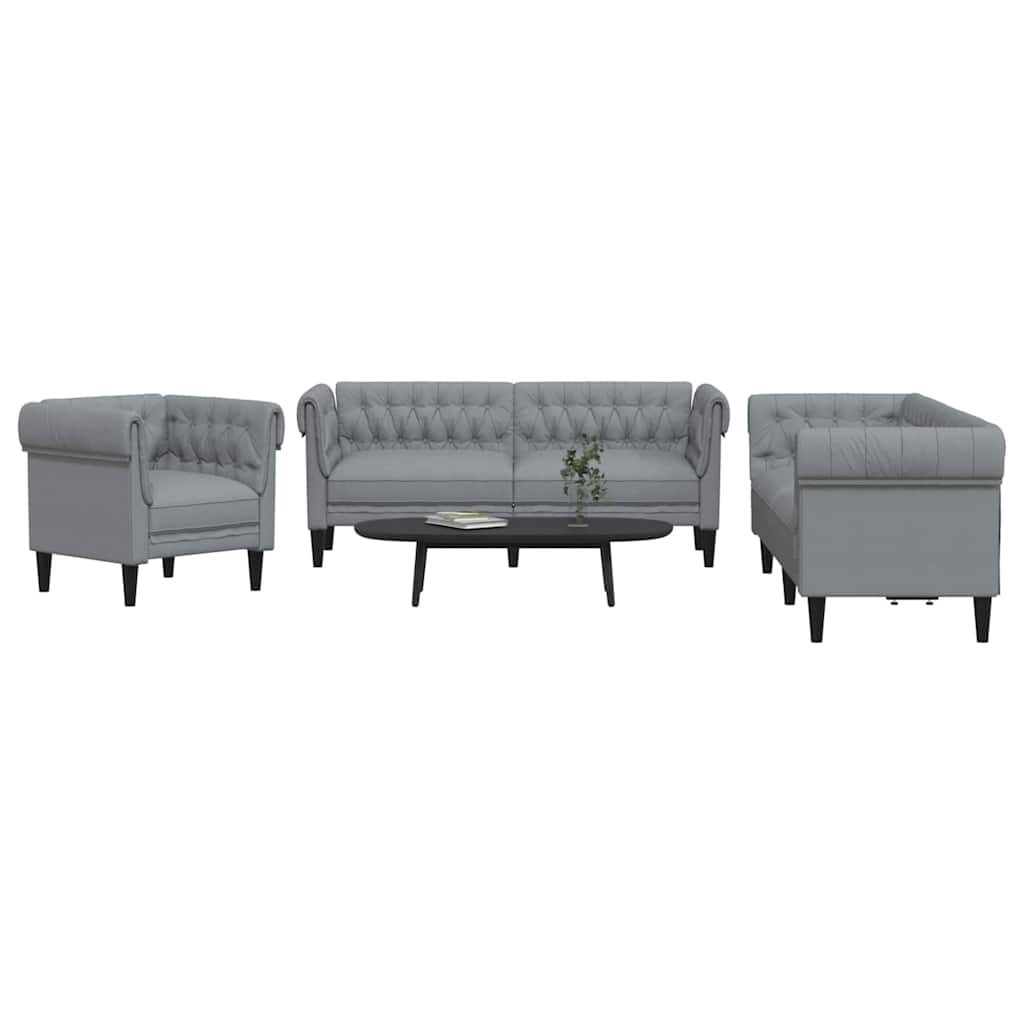 Set di divani Grigio chiaro Tessuto 3385858