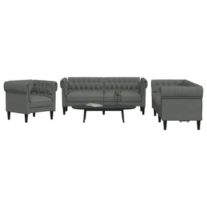 Set di divani 3 pcs Grigio scuro Tessuto