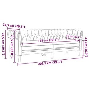 Set di divani 3 pcs Marrone 201.5 x 74.5 x 74.5 cm Tessuto 3385861