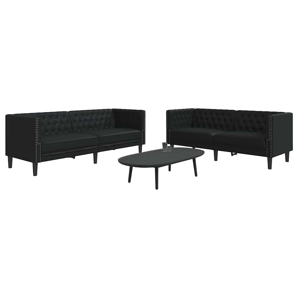 vidaXL Set di divani 2 pcs Nero 194 x 74.5 x 70.5 cm Pelle sintetica