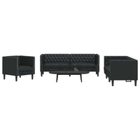vidaXL Set di divani 3 pcs Nero 194 x 74.5 x 70.5 cm Pelle sintetica