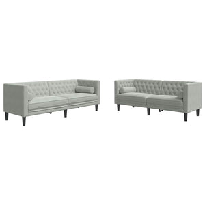 Set di divani 2 pcs Grigio chiaro Velluto