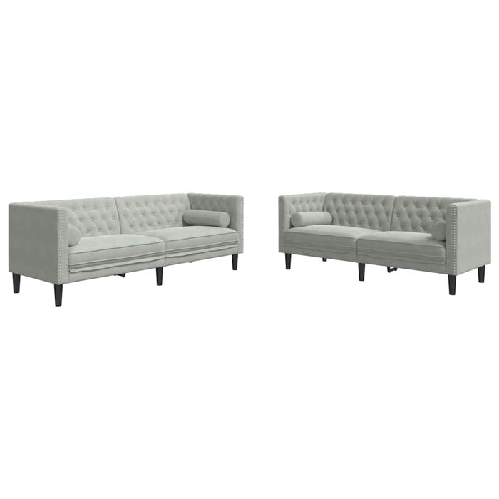 Set di divani 2 pcs Grigio chiaro Velluto