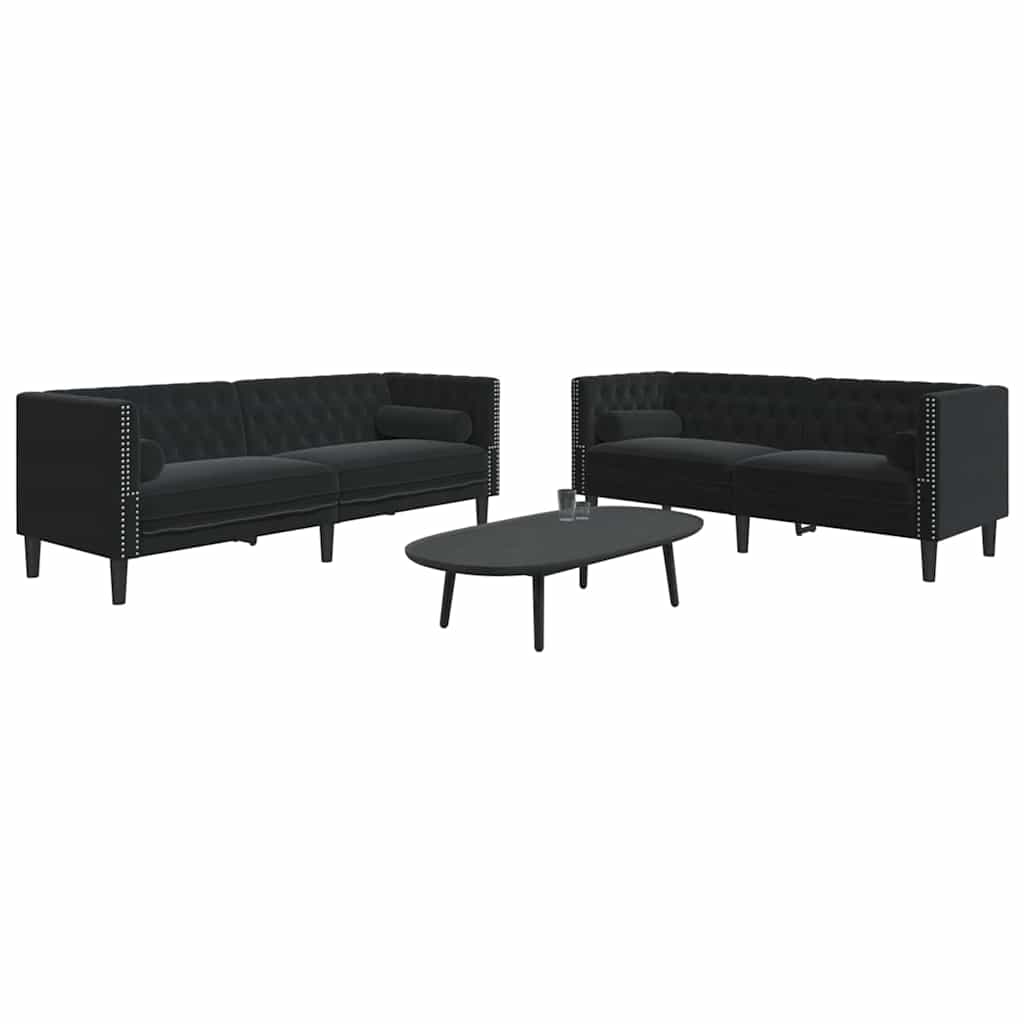 Set di divani 2 pcs Nero Velluto