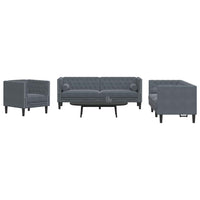 Set di divani 3 pcs Grigio scuro Velluto