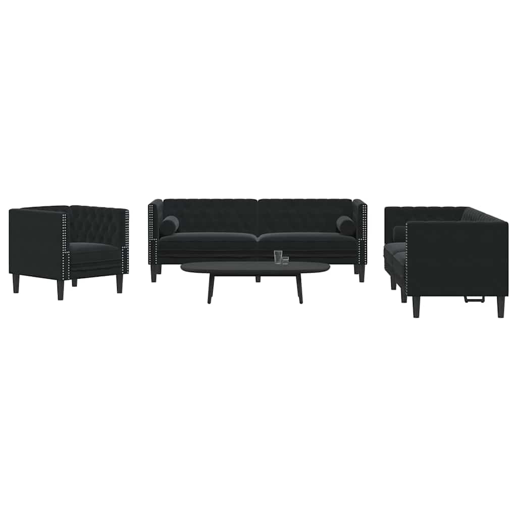 Set di divani 3 pcs Nero Velluto